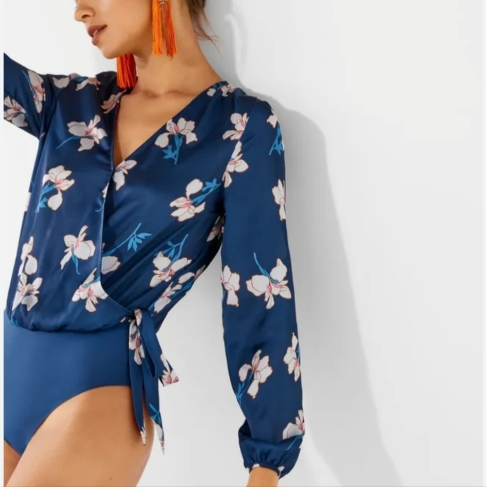 Women's Secret Floral Bodysuit in Navy Blue